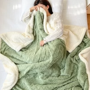Soft Woolen Blanket for Bedding and Sofa, Warm Lamb Velvet Flannel Cover Blanket for Office, Air Conditioning and Nap