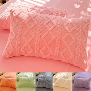 Milk Fleece Winter Thickened Pillowcase Bedding Coral Fleece Simple Luxury Winter Warm Soft Pillows Cover